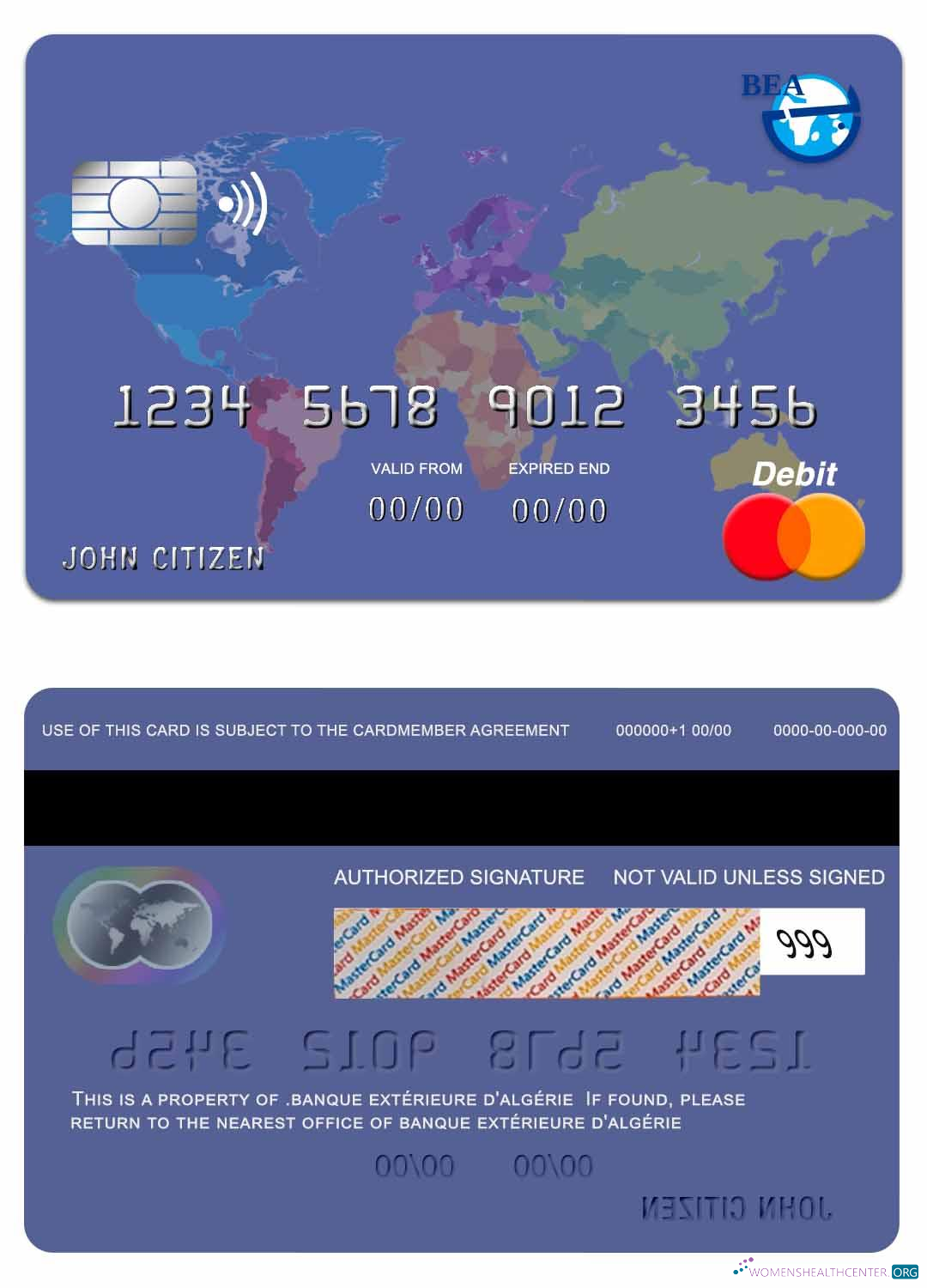 Download Algeria Banque Extérieure D'algérie mastercard Photoshop template